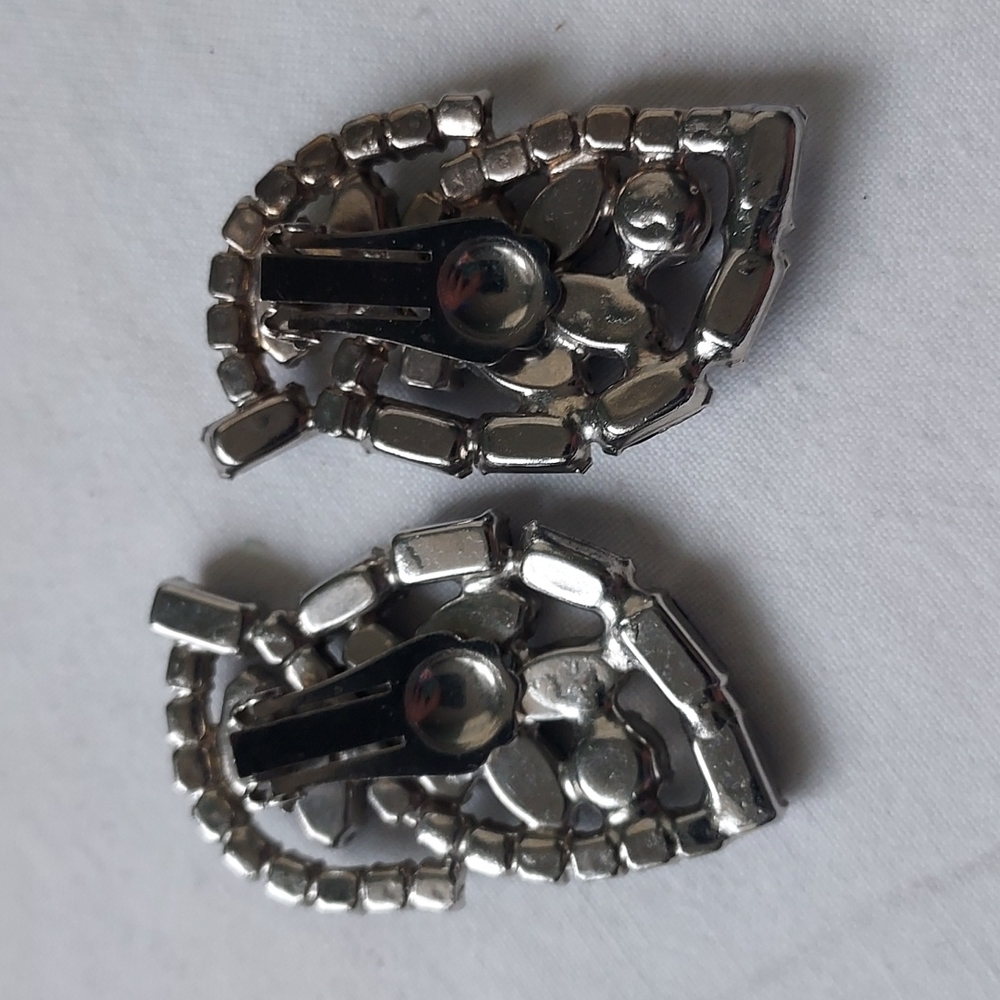 Cobalt blue 💙 Rhinestone vintage clip-ons earrings retro sapphire blue 💙 - Picture 4 of 10